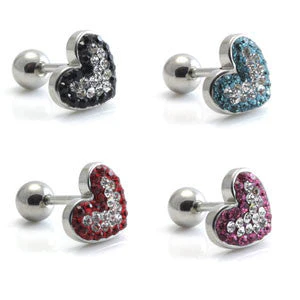 Steel External Multi Gem Double Heart Microbars