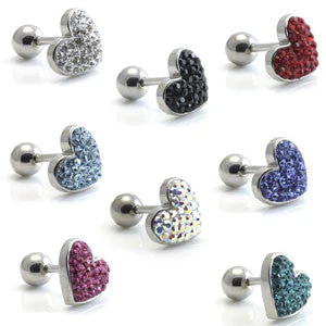 Steel External Multi Gem Heart Microbars