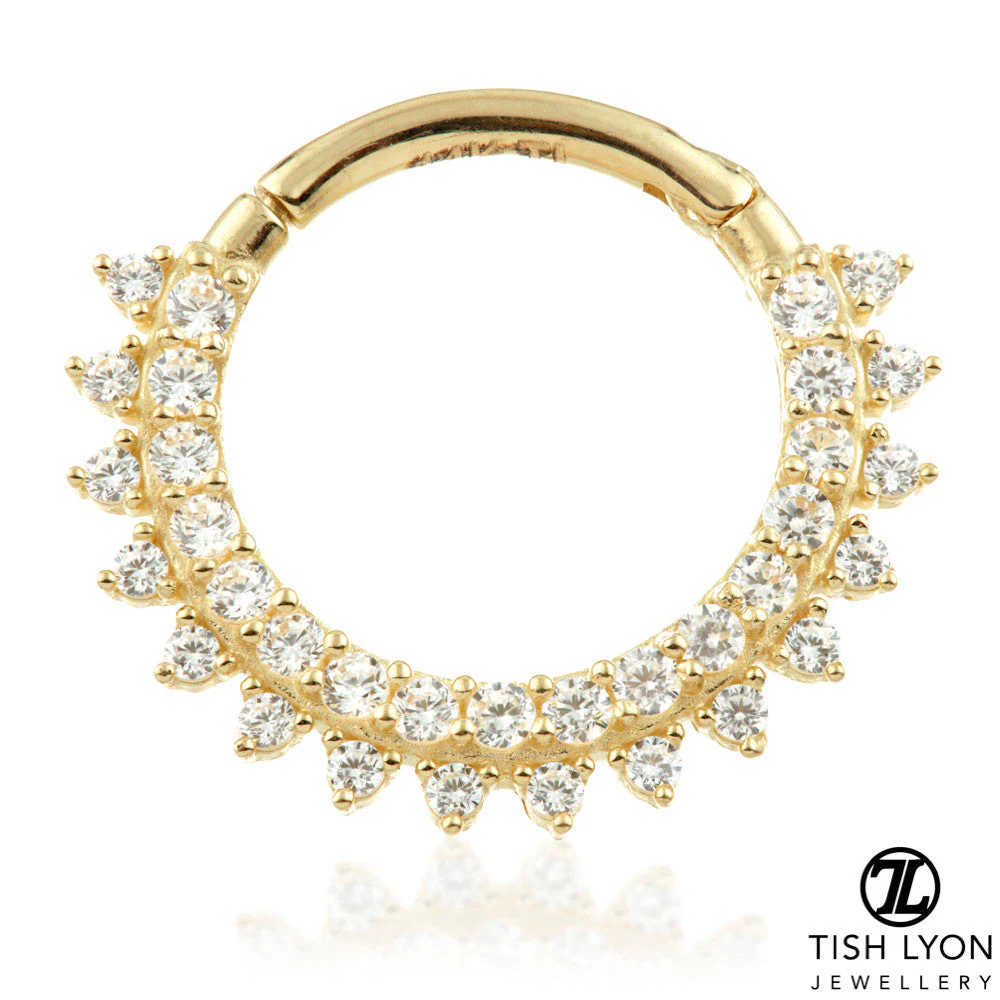 Selene Solid Gold Multi Gem Daith & Septum Hoop - Image 2