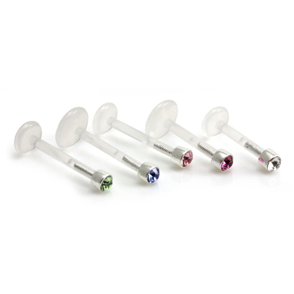Silver Gem Ball Bioplast Labret - VBP4