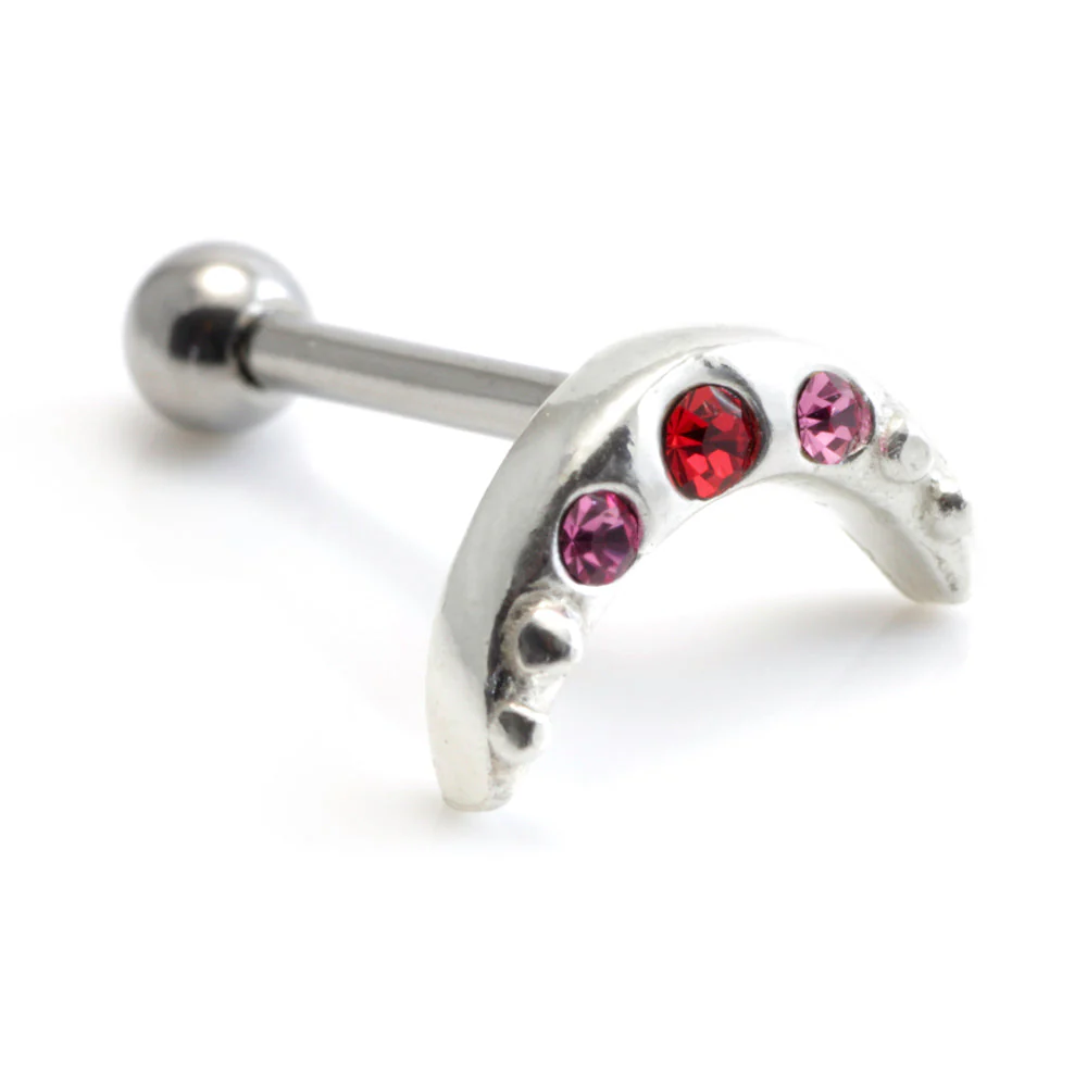 Silver Gem Crescent Steel Microbar - Image 2