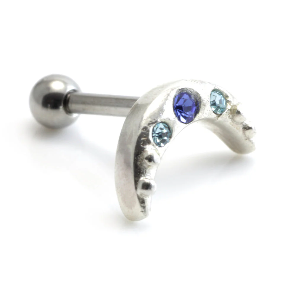 Silver Gem Crescent Steel Microbar - Image 3