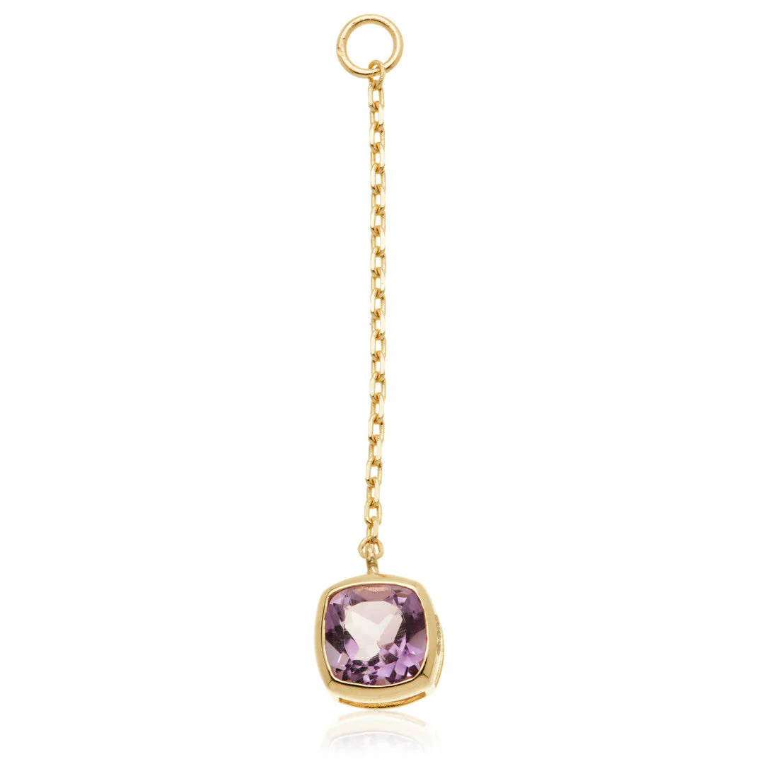 Solid 14ct Gold Hanging Amethyst Cushion Chain