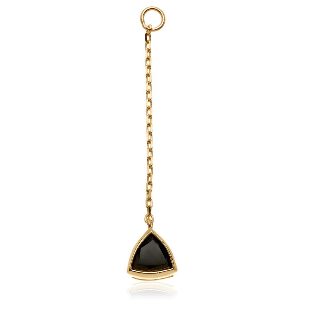 Solid 14ct Gold Hanging Black Spinel Trillion Chain-14K-Y