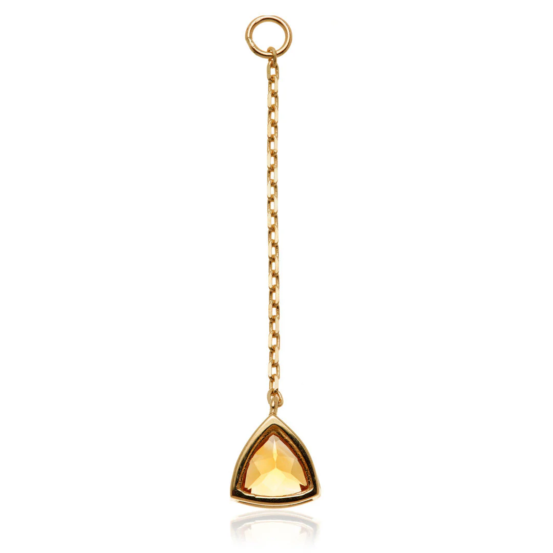 Solid 14ct Gold Hanging Citrine Trillion Chain