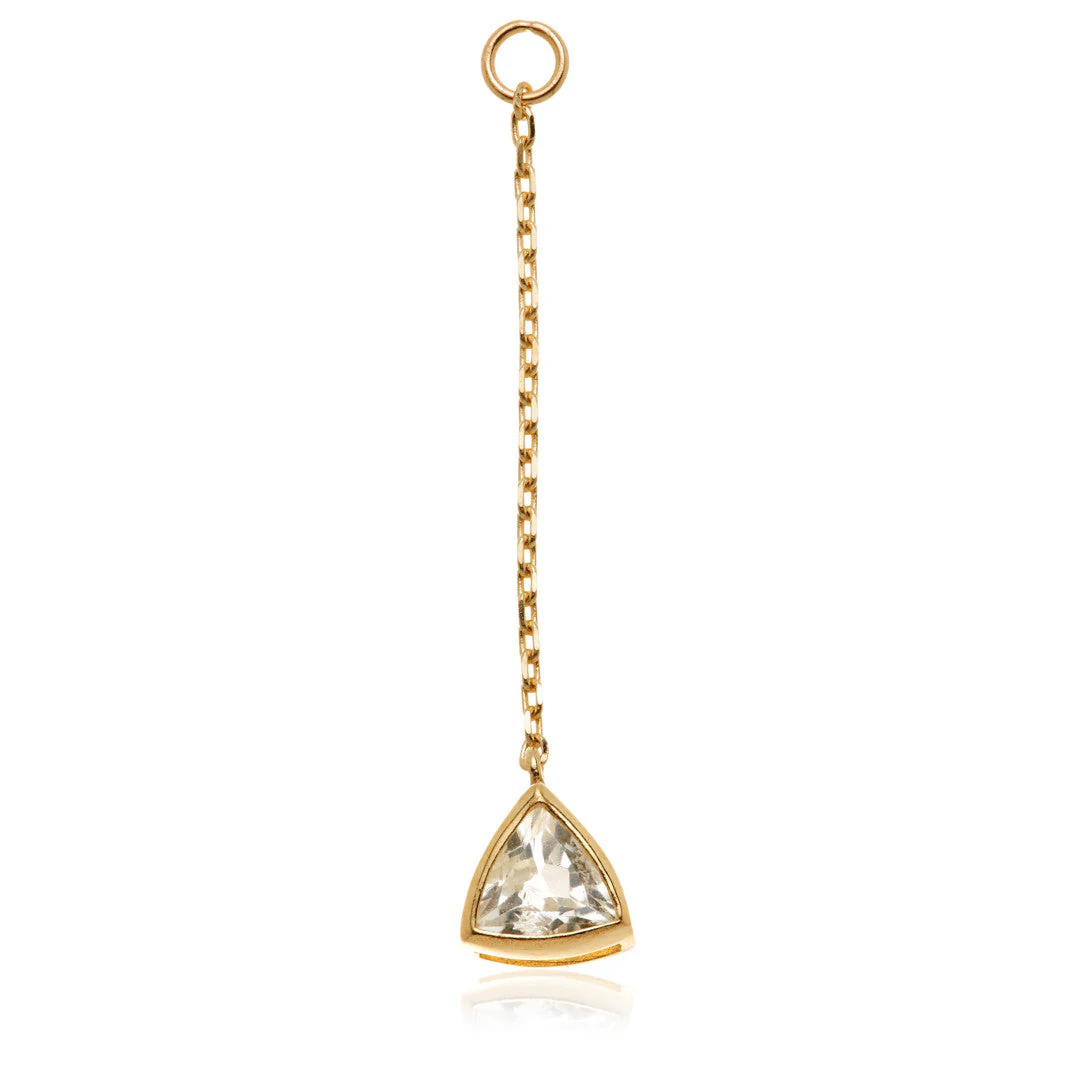 Solid 14ct Gold Hanging White Topaz Trillion Chain