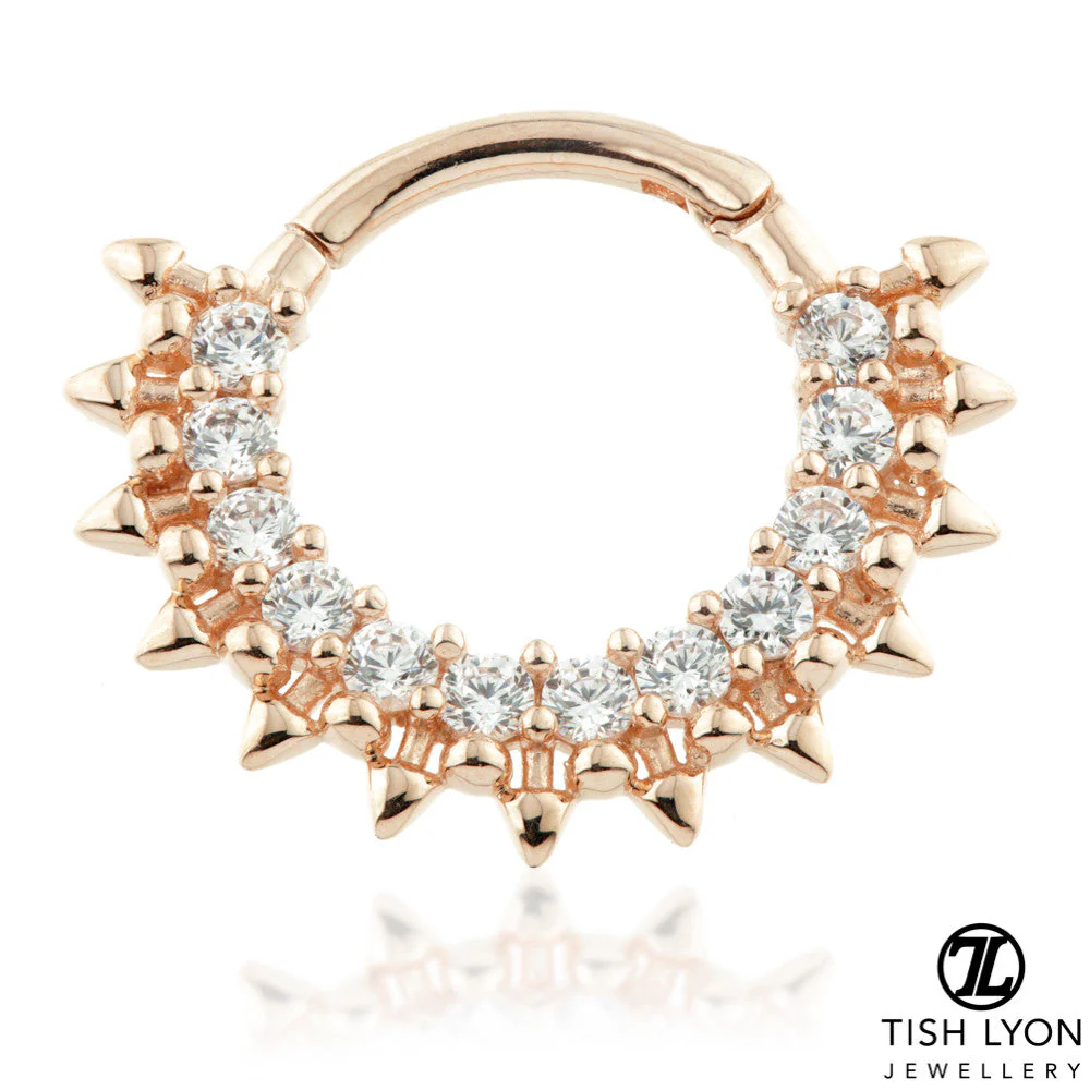 Solid Gold Pavé Gem Spike Daith / Septum Ring
