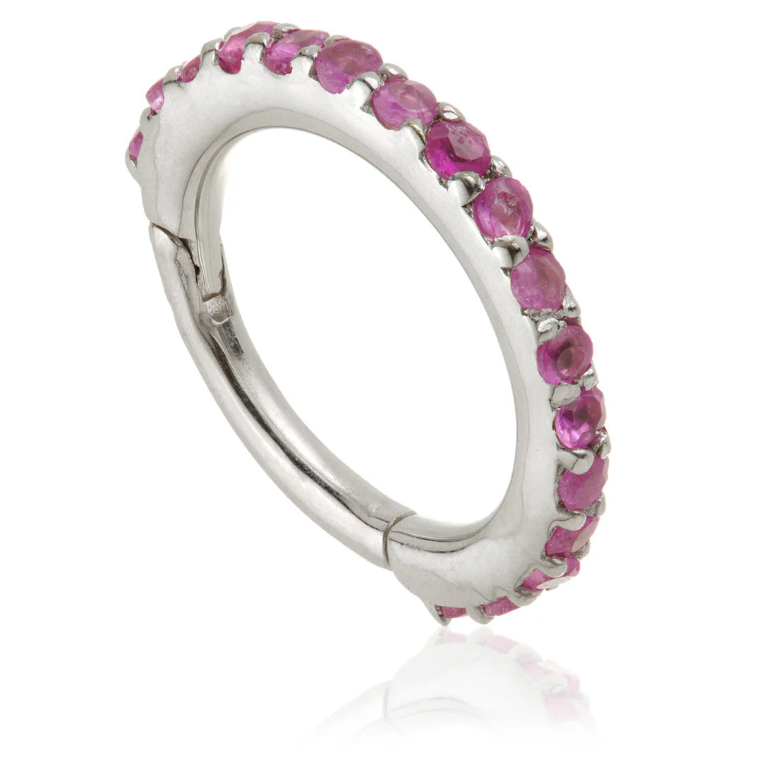 Solid Gold Ruby Pavé Eternity Hinge Ring - Image 2