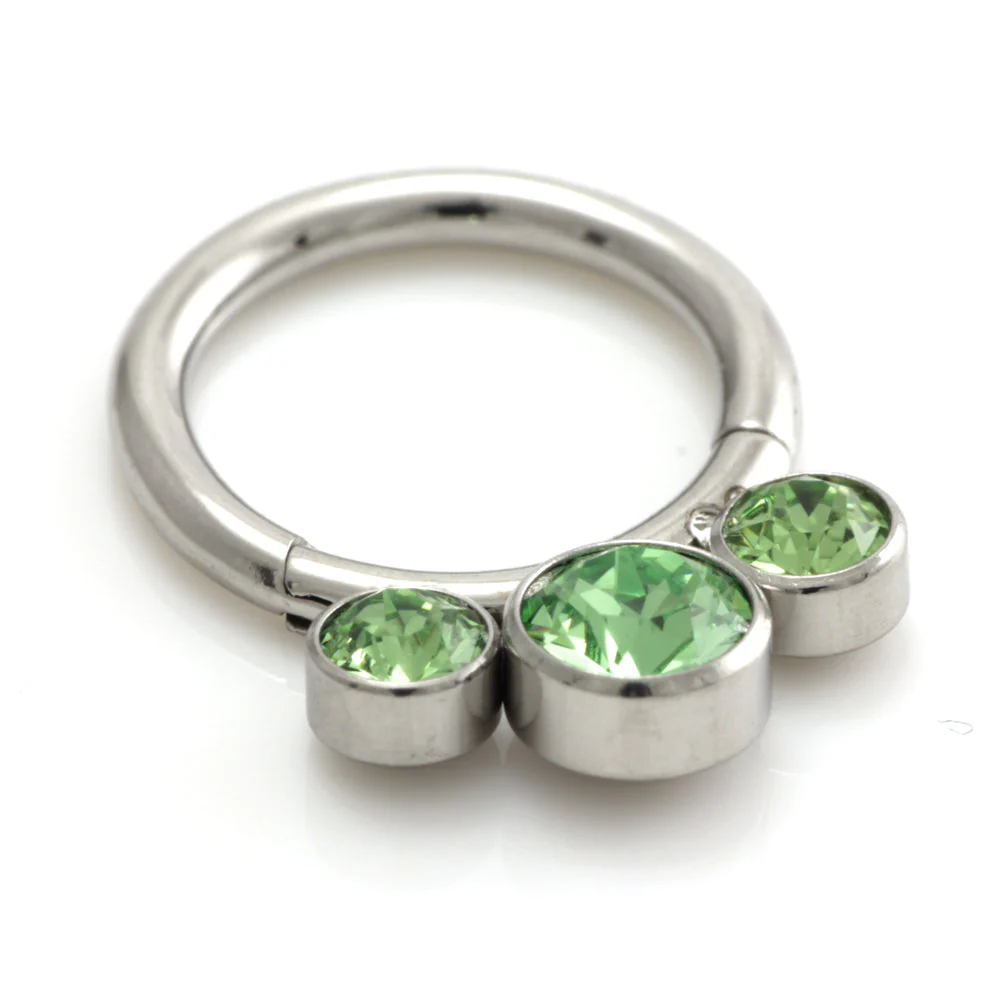 Steel 3 Graduated Jewel Hinged Segment Ring - Image 3