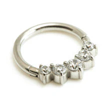 Steel 5 Gems Hinged Micro Ring