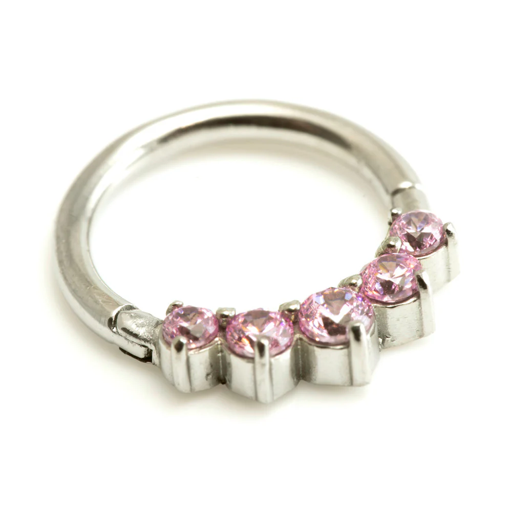 Steel 5 Gems Hinged Micro Ring - Image 3