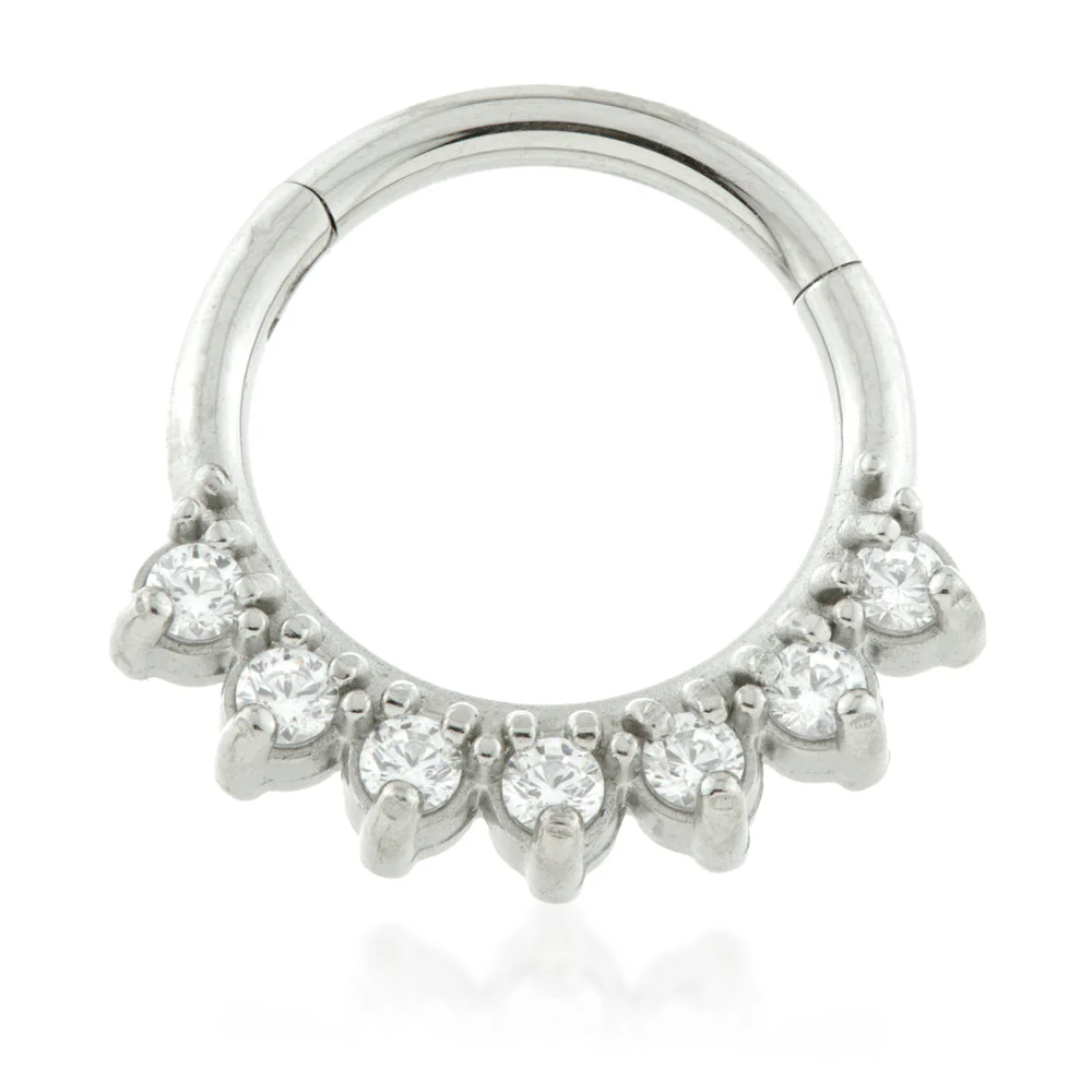 Steel 7 Gems Hinged Ring