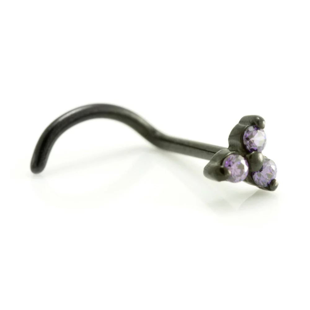Steel Black Gem Trinity Set Nose Stud