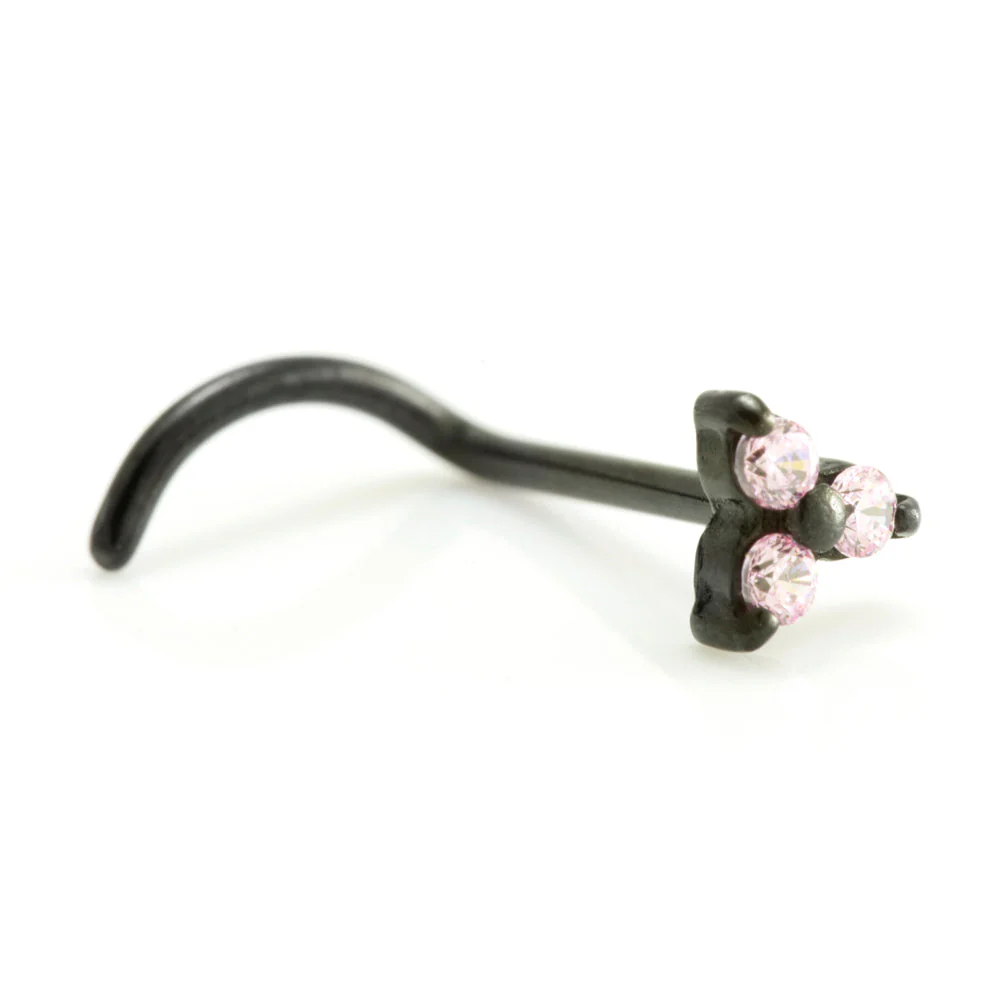 Steel Black Gem Trinity Set Nose Stud - Image 4