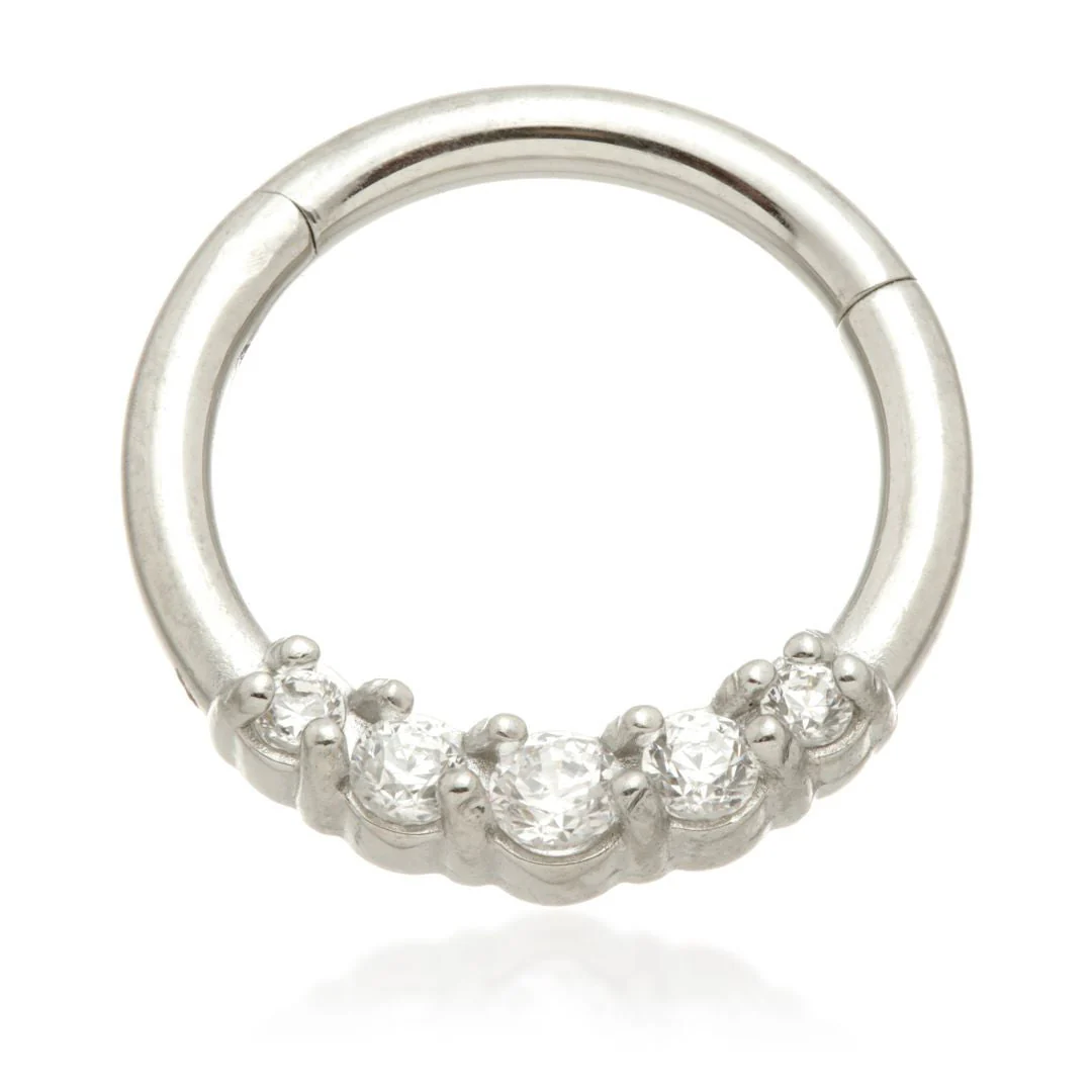 Steel Daith Pavé Gems Hinge Micro Ring