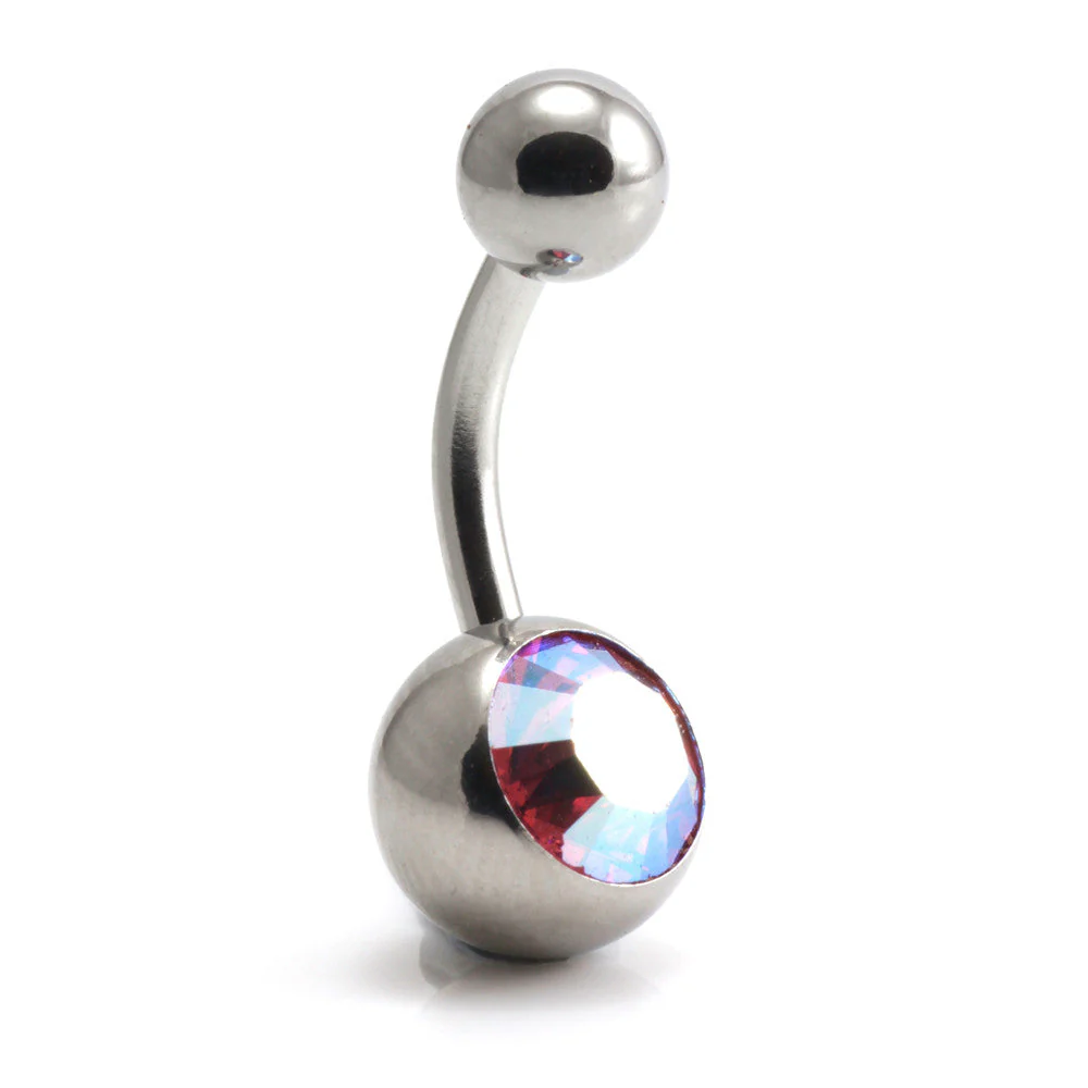 Steel External Single Jewelled Navel -1.6-8-AB Rose