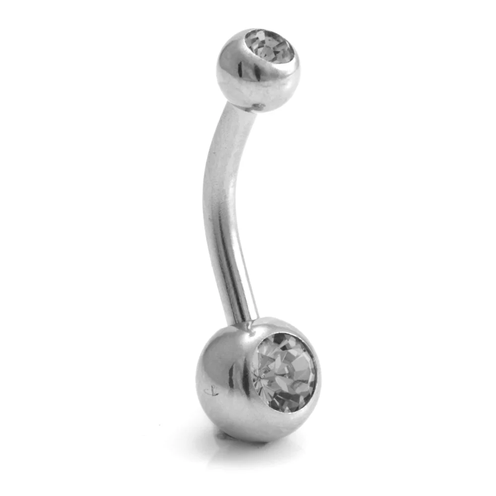 Steel External Thread Baby Double Jewelled Navel Bar - Image 16