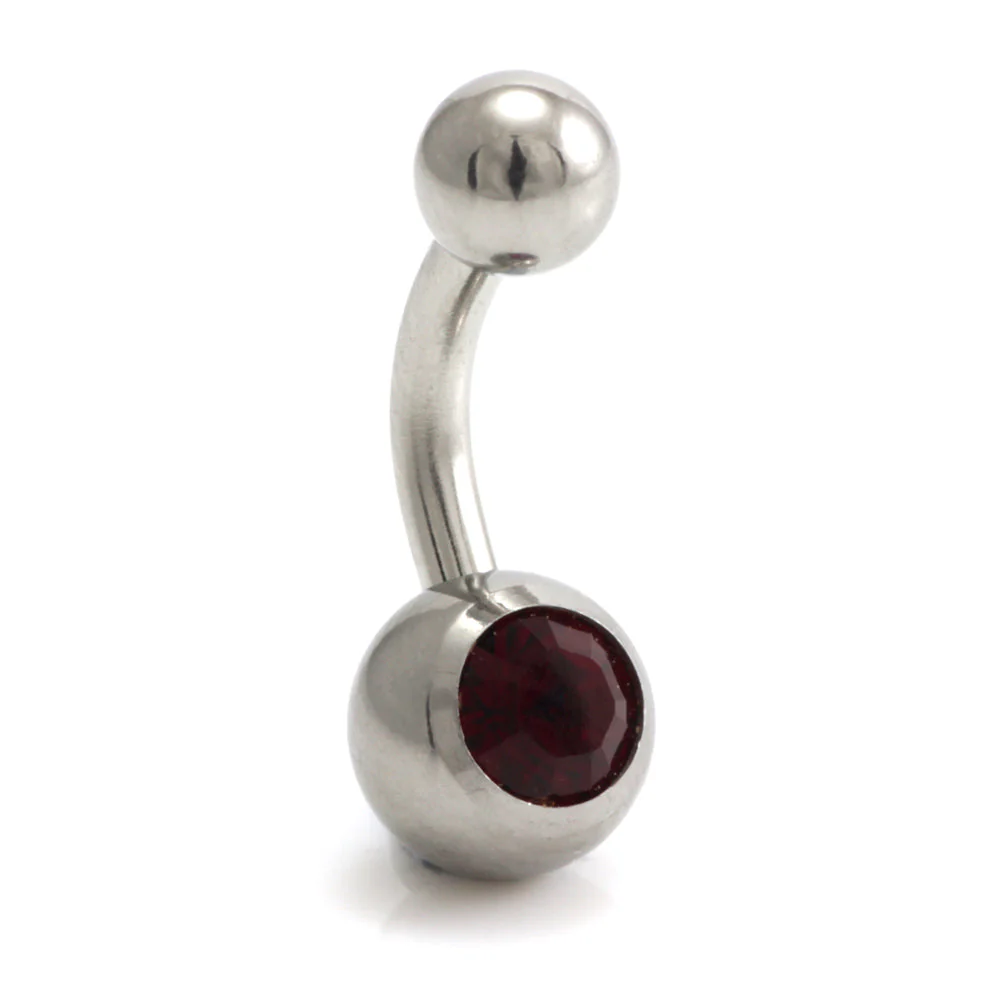 Steel External Thread Baby Jewelled Navel Bar - Image 3