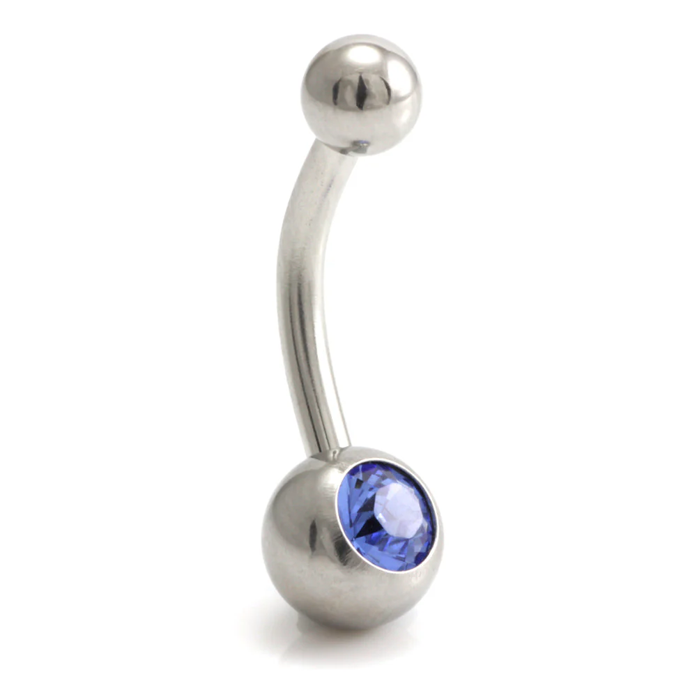 Steel External Thread Baby Jewelled Navel Bar - Image 4
