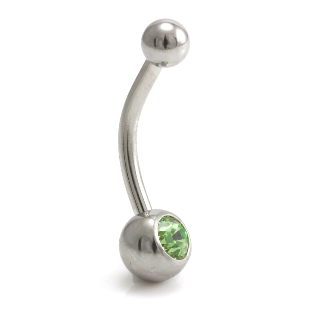 Steel External Thread Baby Jewelled Navel Bar - Image 6