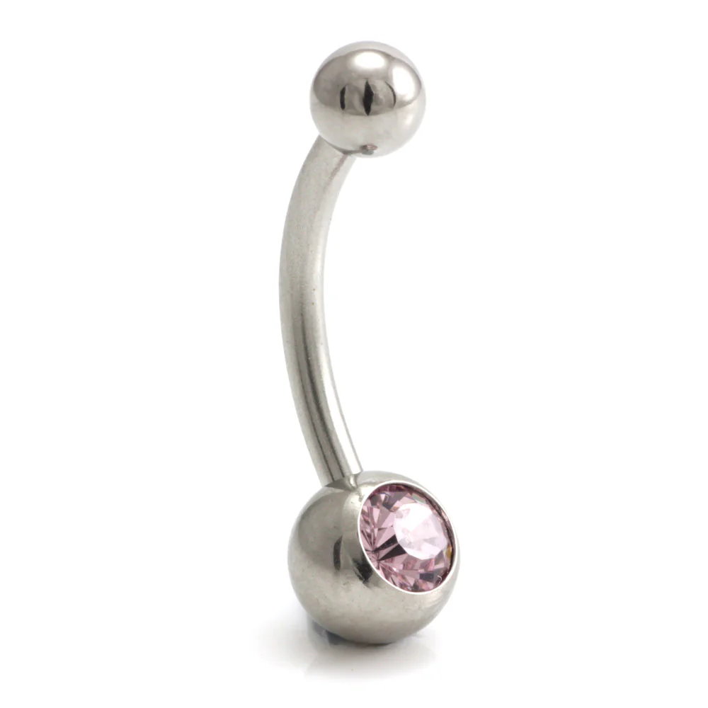 Steel External Thread Baby Jewelled Navel Bar - Image 9