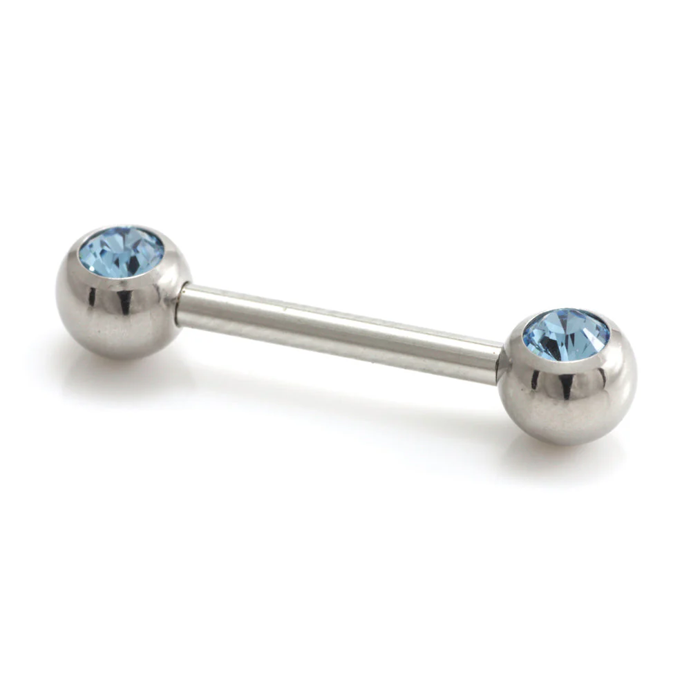 Steel External Thread Forward Facing Double Gem Barbell - Image 12
