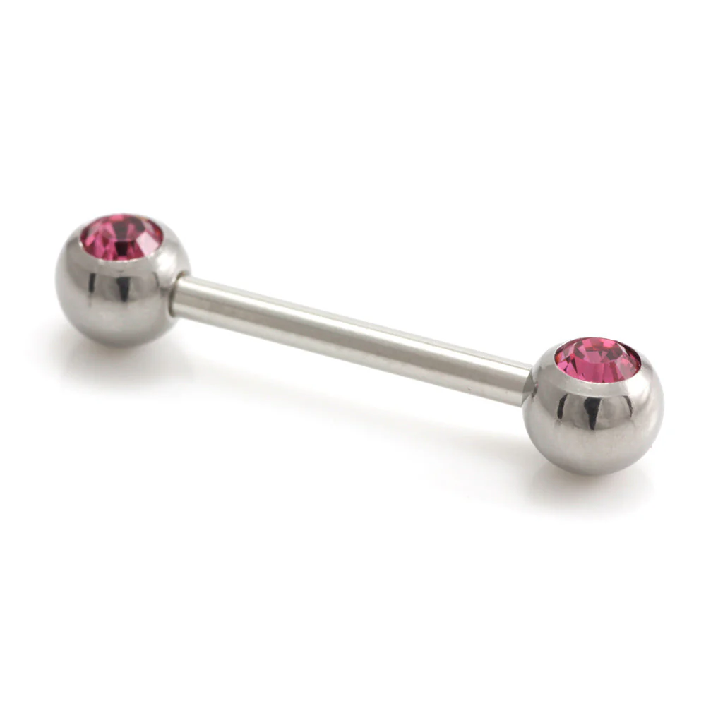 Steel External Thread Forward Facing Double Gem Barbell - Image 3