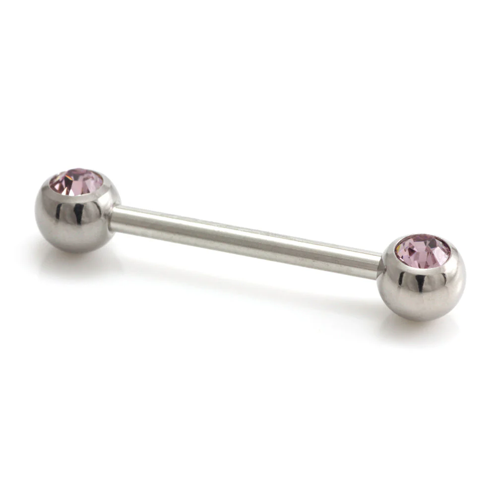 Steel External Thread Forward Facing Double Gem Barbell - Image 7