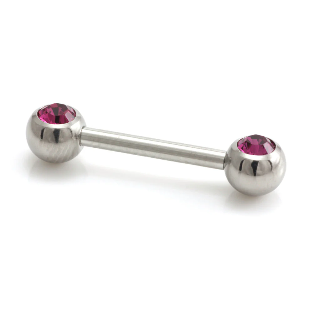 Steel External Thread Forward Facing Double Gem Barbell - Image 9