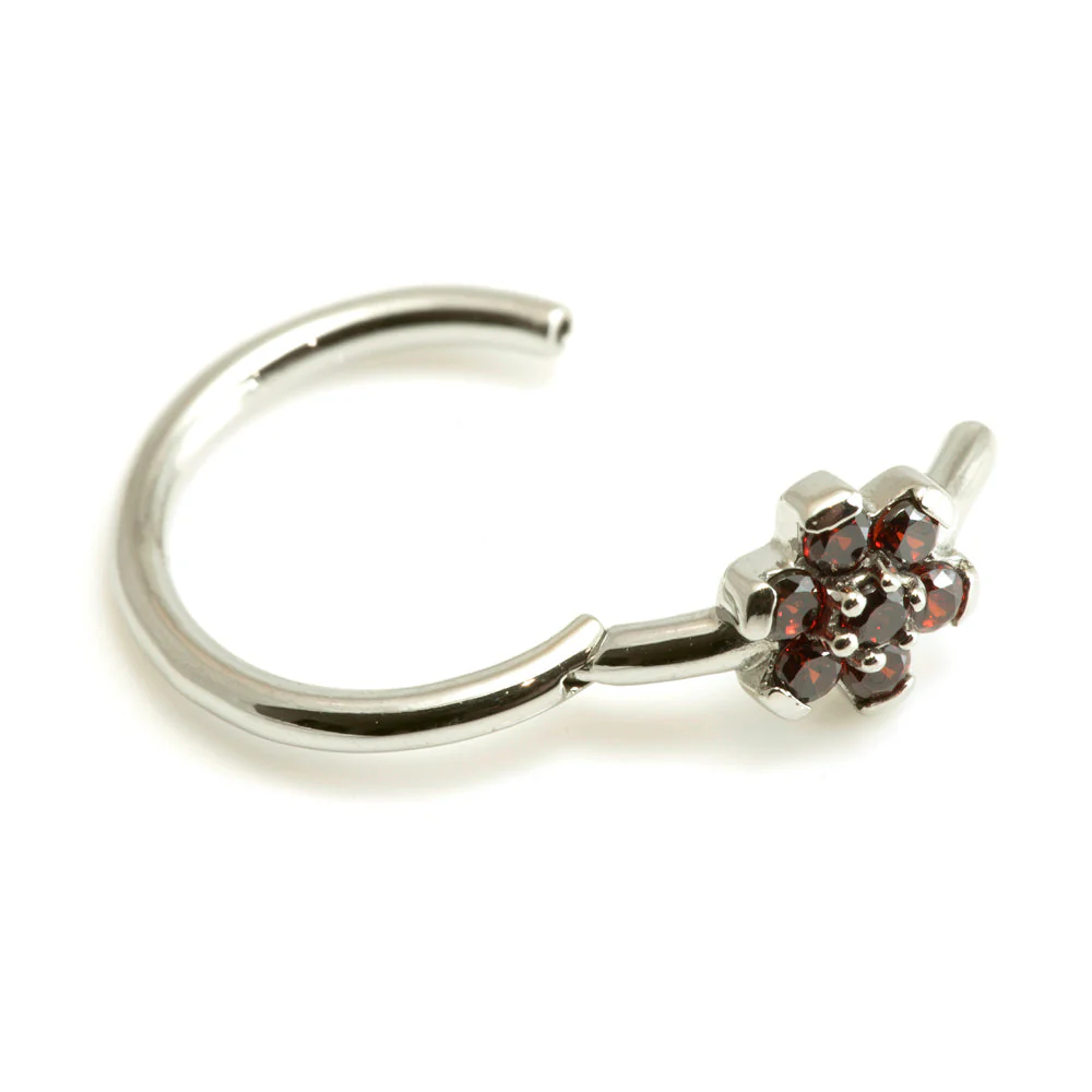 Steel Flower Gem Hinged Micro Ring - Image 4