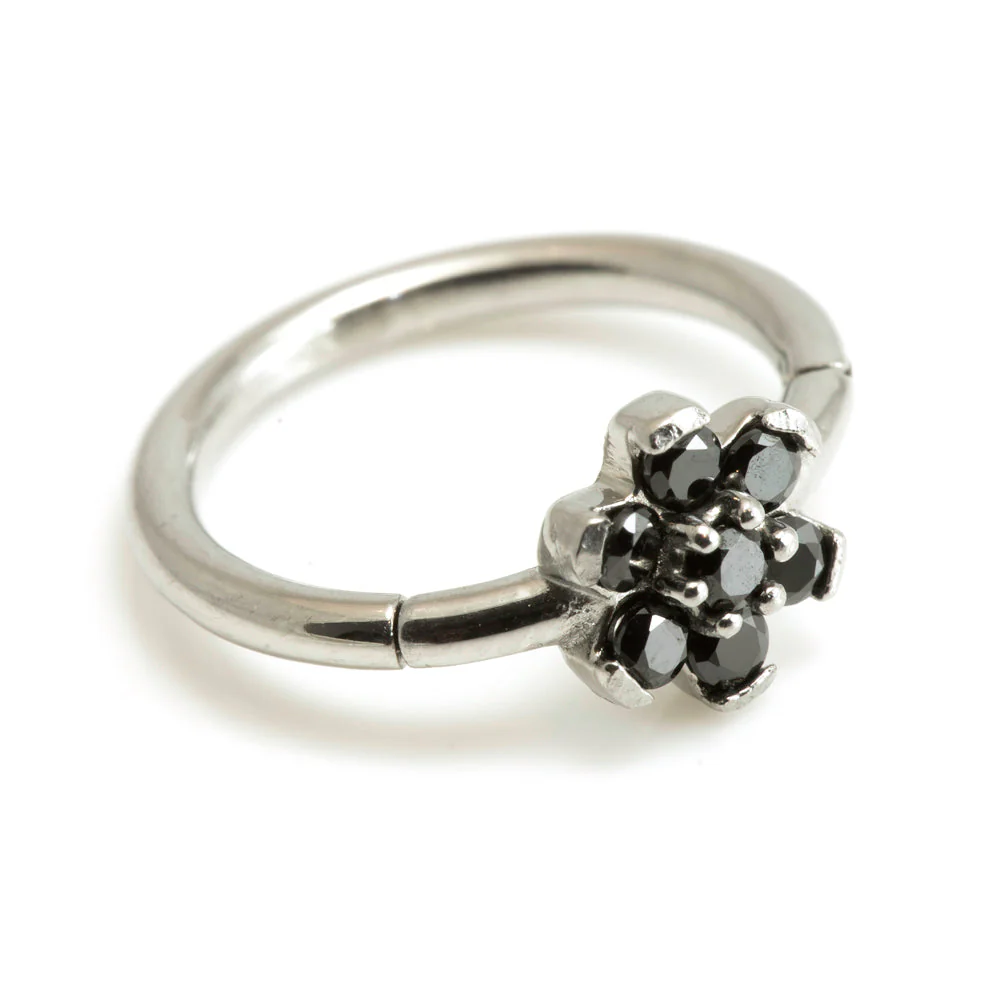 Steel Flower Gem Hinged Micro Ring - Image 6