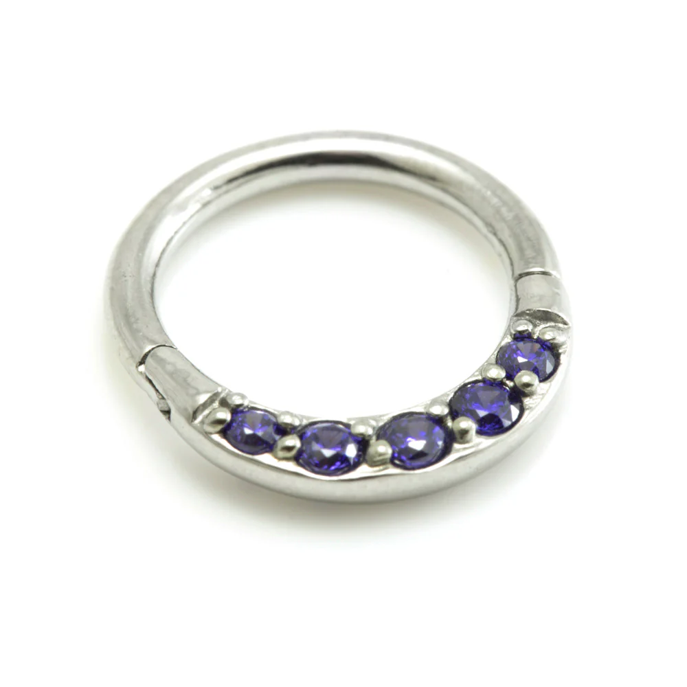 Steel Front Pave Gems Hinged Micro Ring - Image 2
