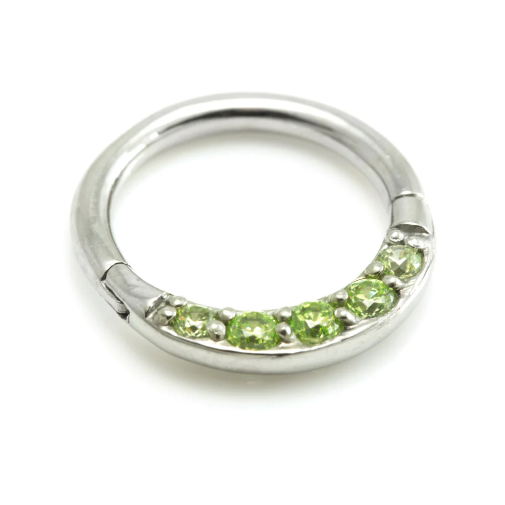 Steel Front Pave Gems Hinged Micro Ring - Image 3
