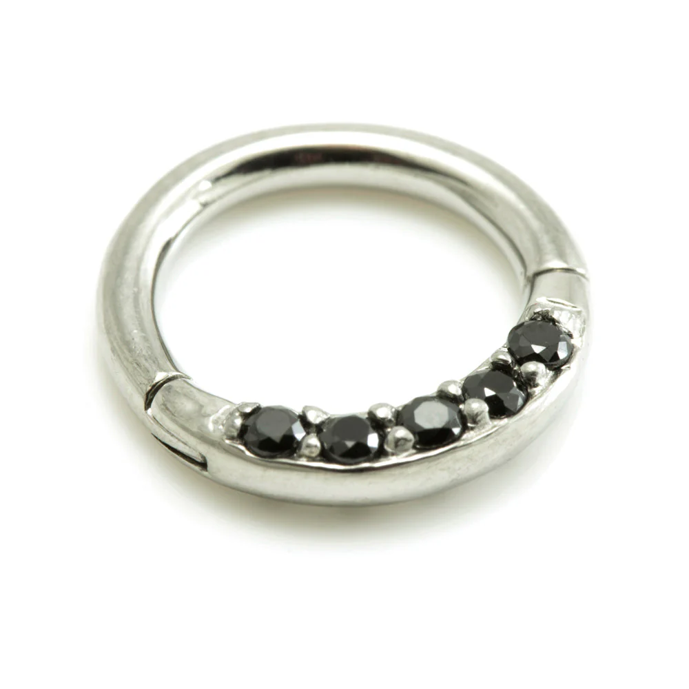 Steel Front Pave Gems Hinged Micro Ring - Image 6