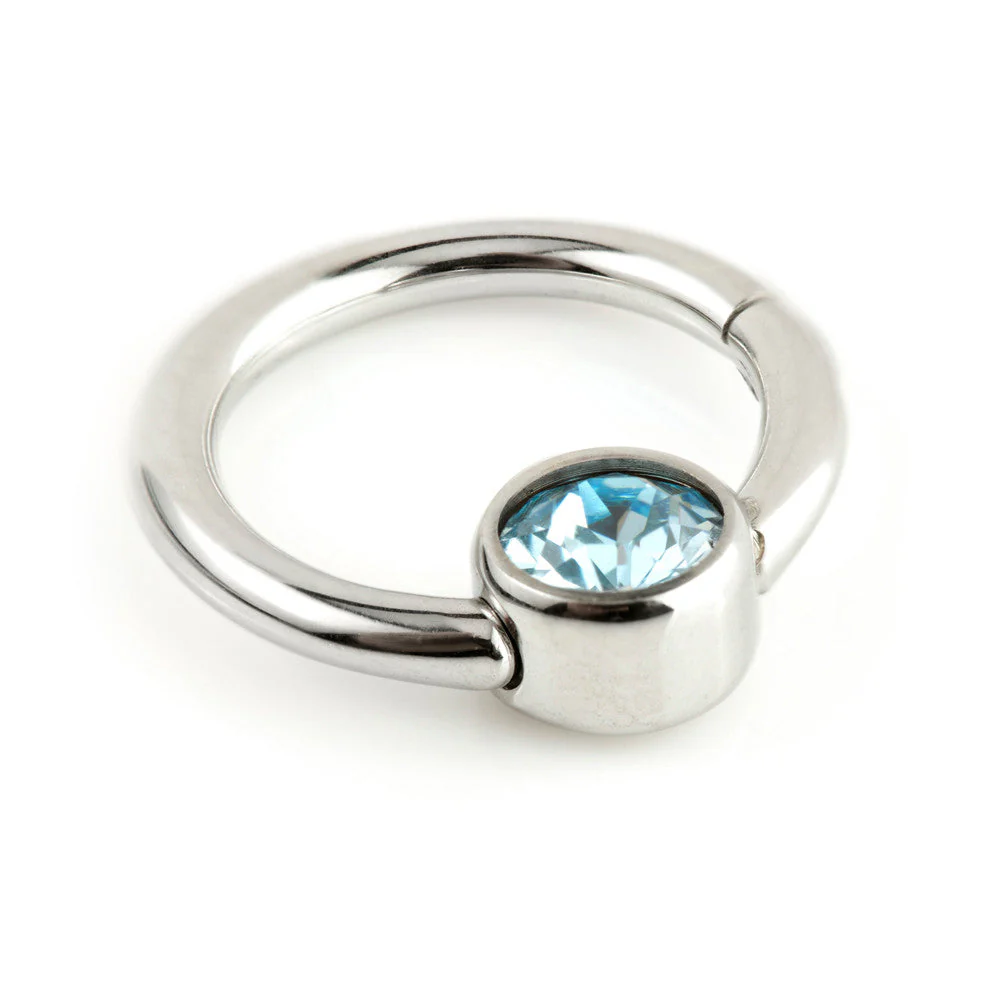 Steel Hinge 4mm Gem Disk BCR Ring
