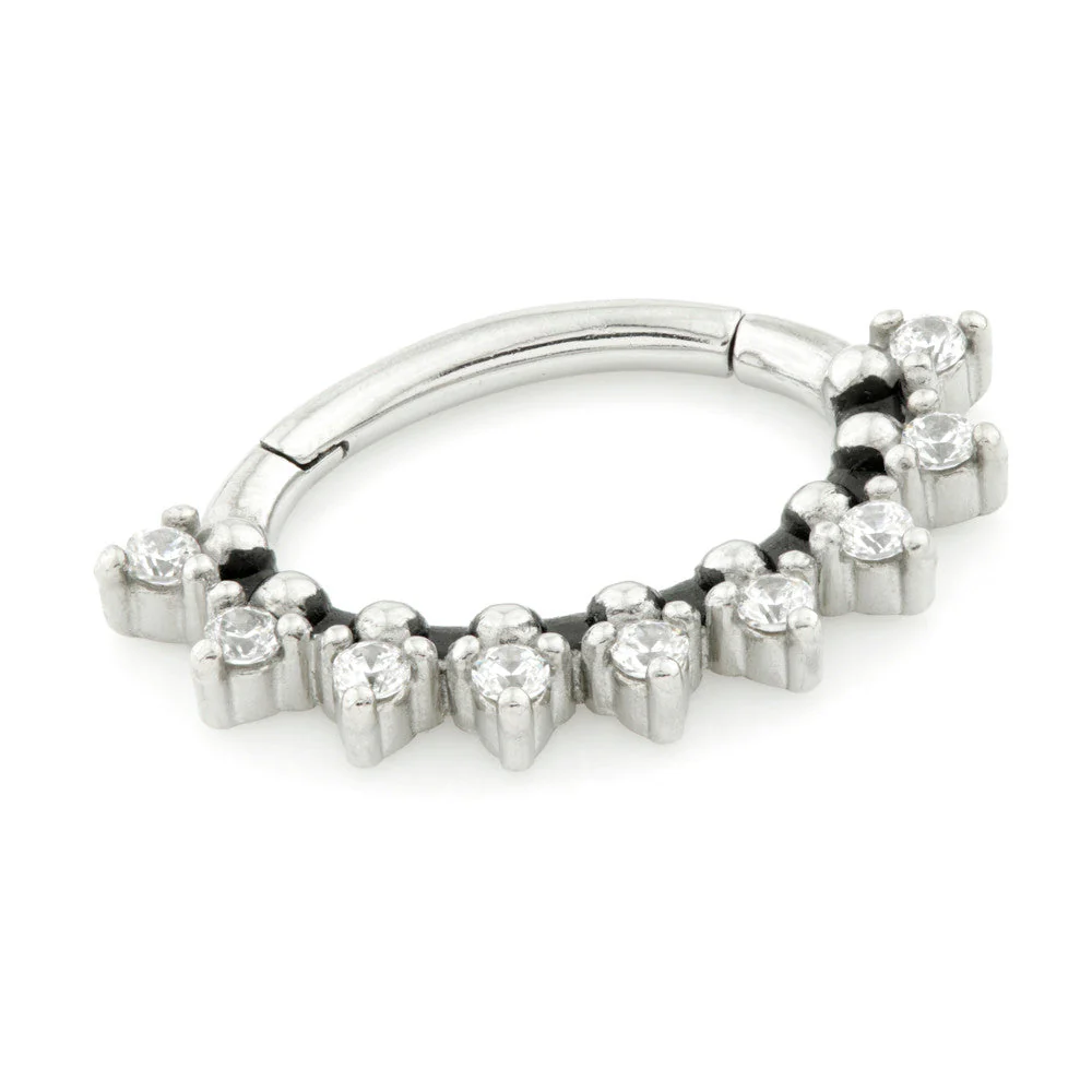 Steel Hinge Multi Gem Daith Ring