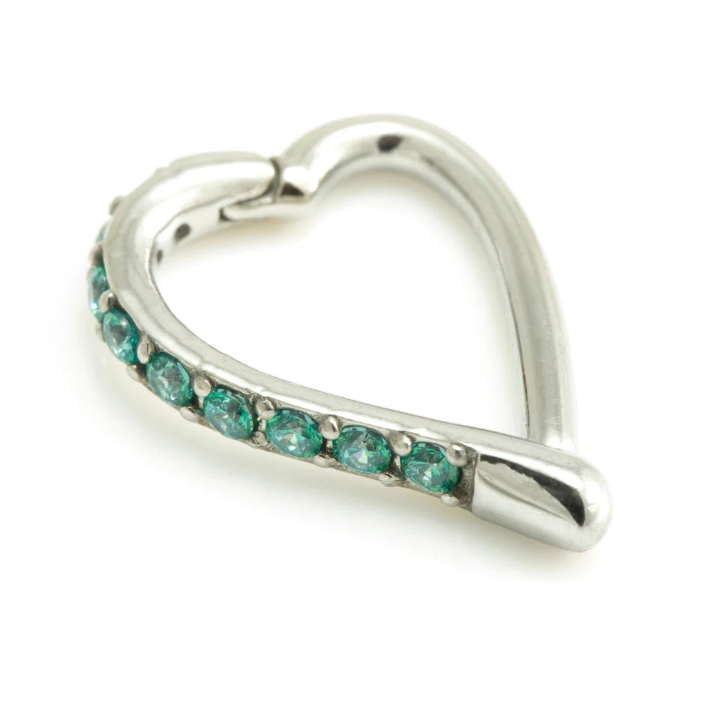 Steel Hinge Side Multi Gem Heart Ring