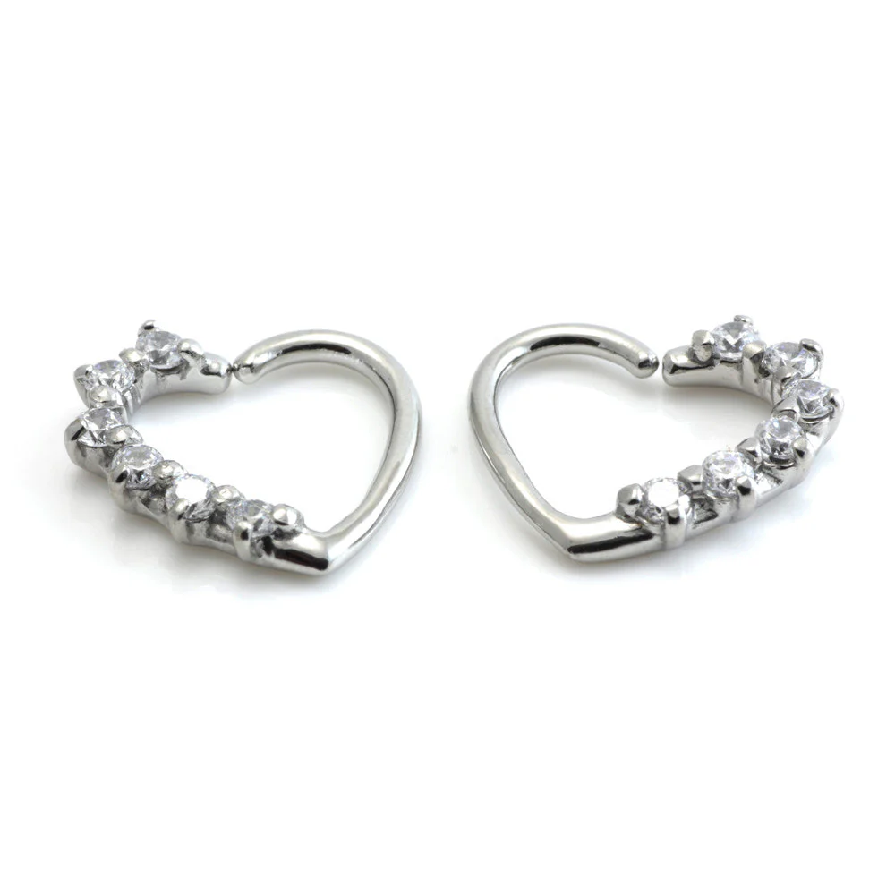 Steel Multi Gem Heart Ring