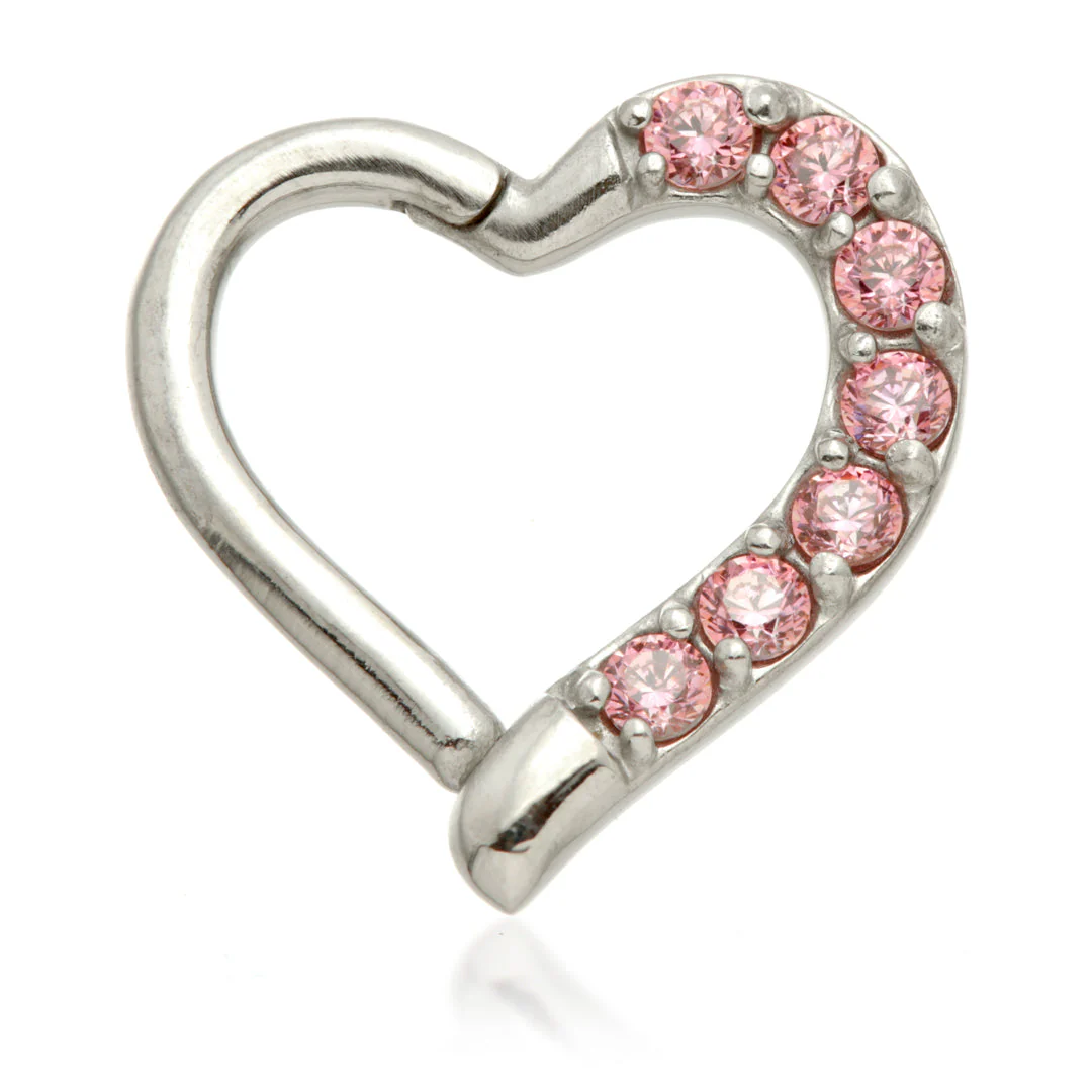 Steel Multi Gem Hinge Heart Ring - Image 2