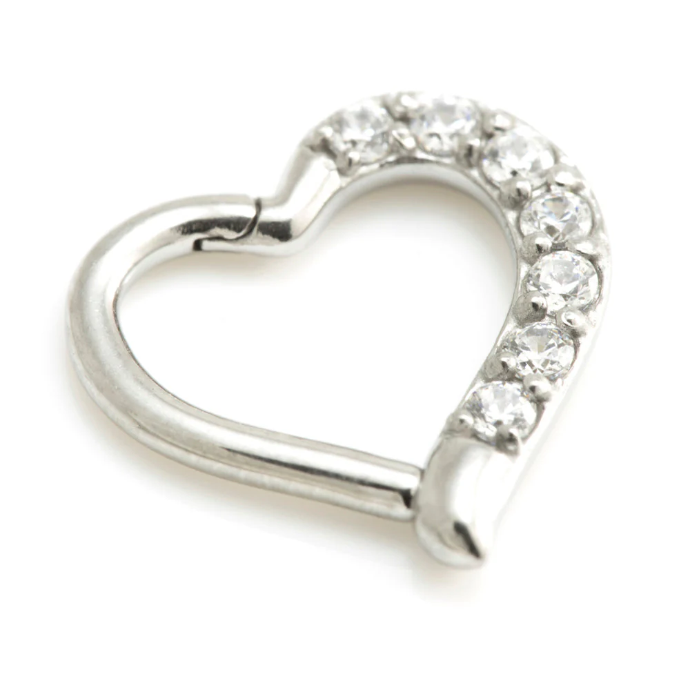 Steel Multi Gem Hinge Heart Ring - Image 7