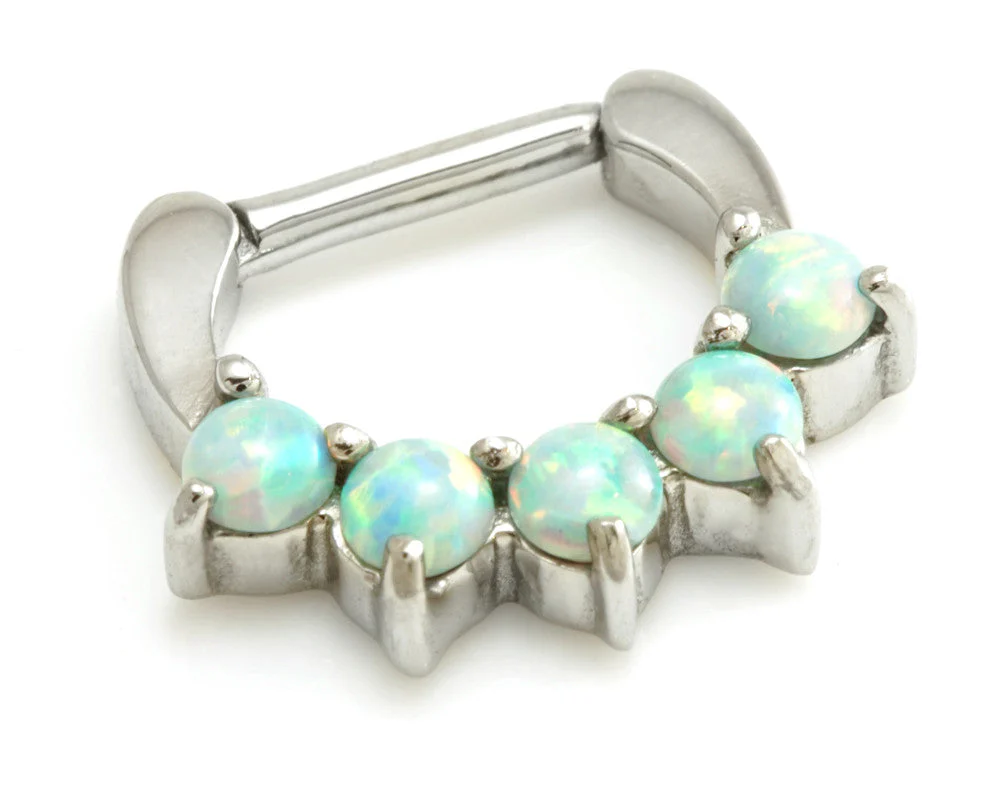 Steel Opal Gem Septum Ring - Image 3