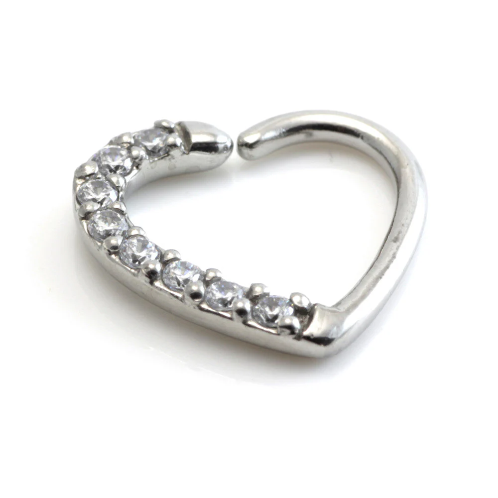 Steel Pave Gem Heart Ring