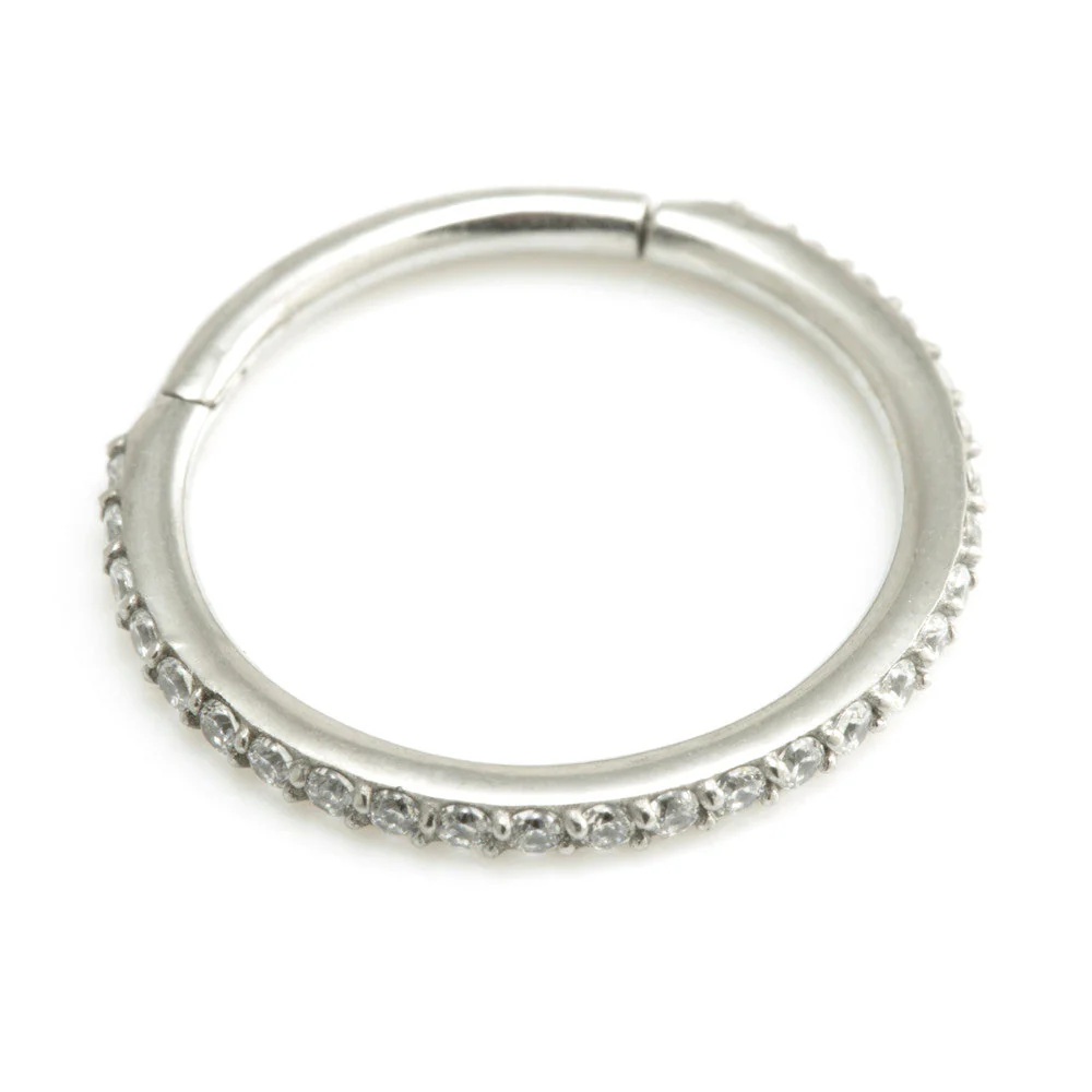 Steel Pave Gems Hinged Micro Ring - MRING14