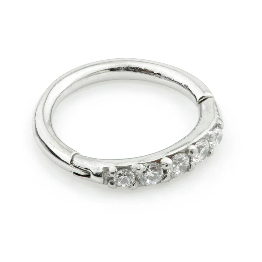 Steel Pave Gems Hinged Micro Ring - MRING5