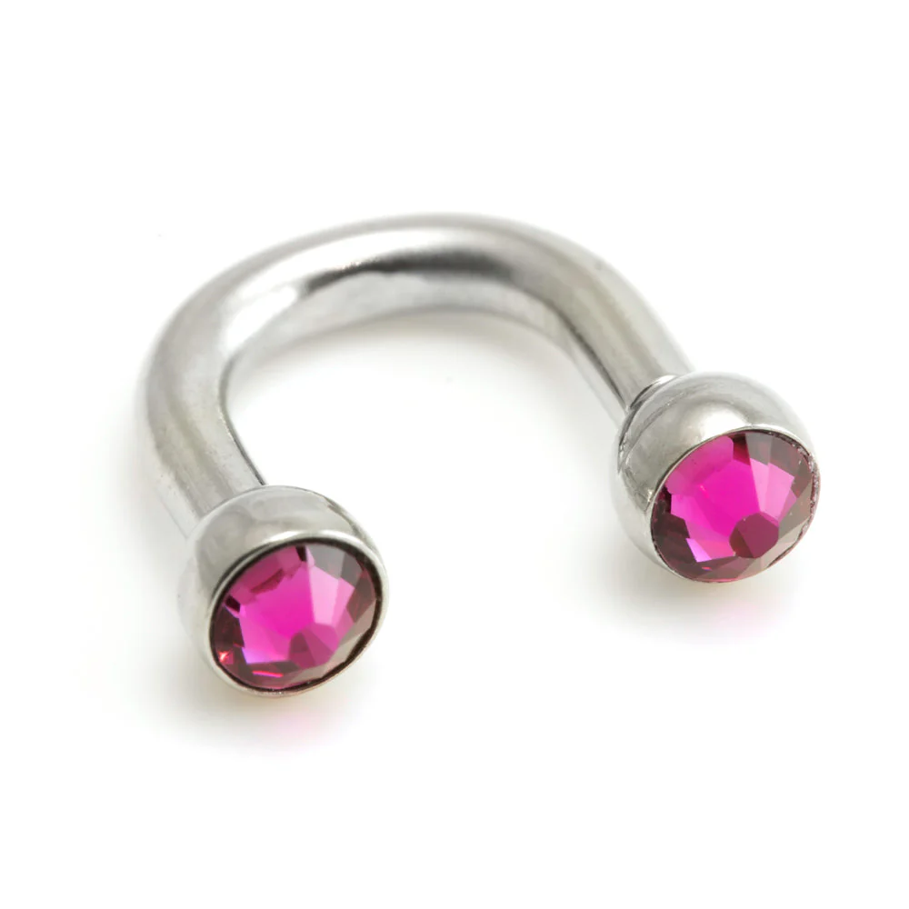 Steel U Shape Gem Ear Barbell - Image 7