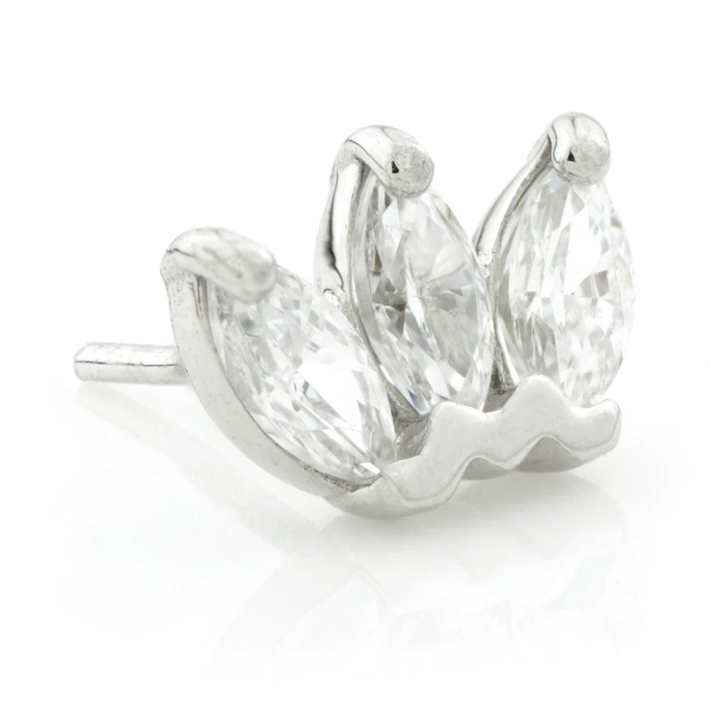 Sterile - TL - 14ct Gold Marquise Triple Gem Threadless Attachment (sold individually) - Image 2