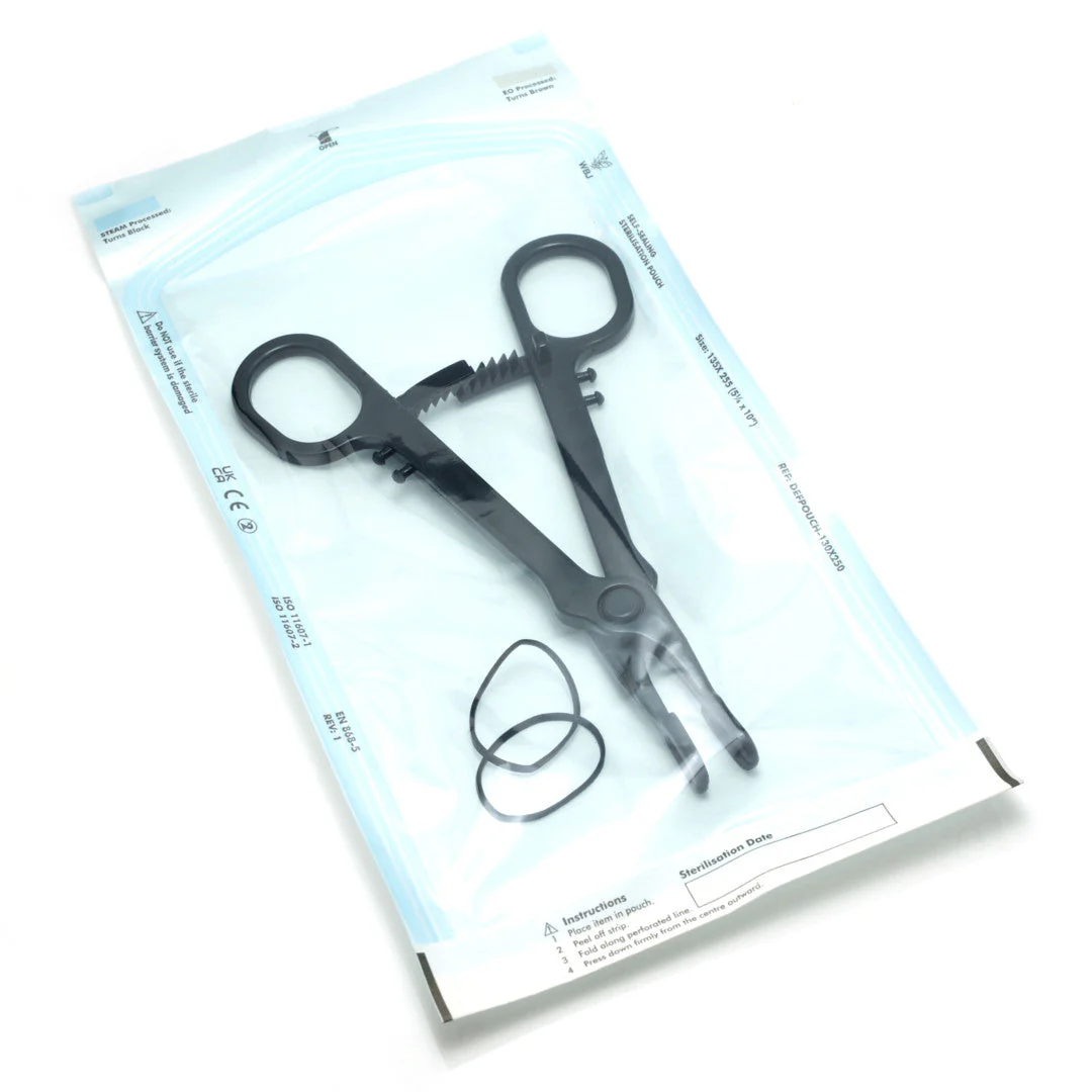 Sterilised Piercing Clamps ECO CRO Closed Round loose including rubber