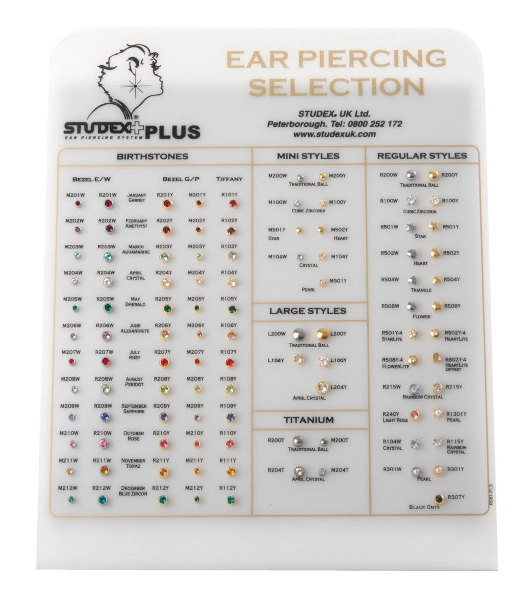 Studex Ear Piercing Selection Display - 112 Styles