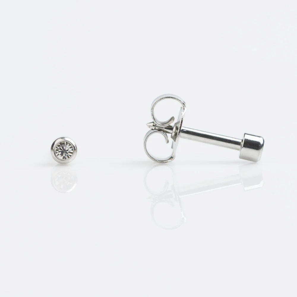 Studex Mini Crystal White Bezel Studs - Pack of 12