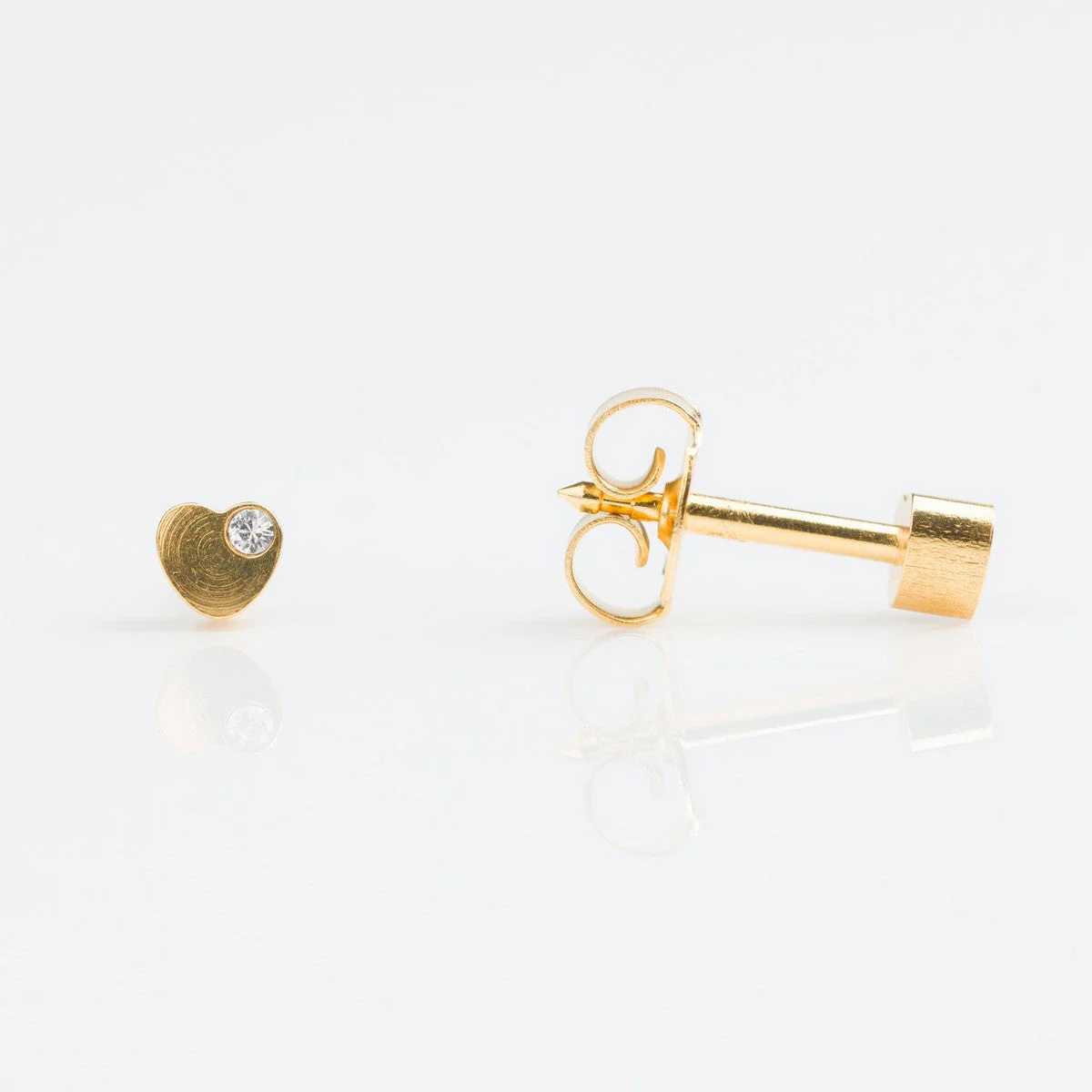 Studex Regular Gold Plate Steel Heart with Offset Crystal Studs - Pack of 12